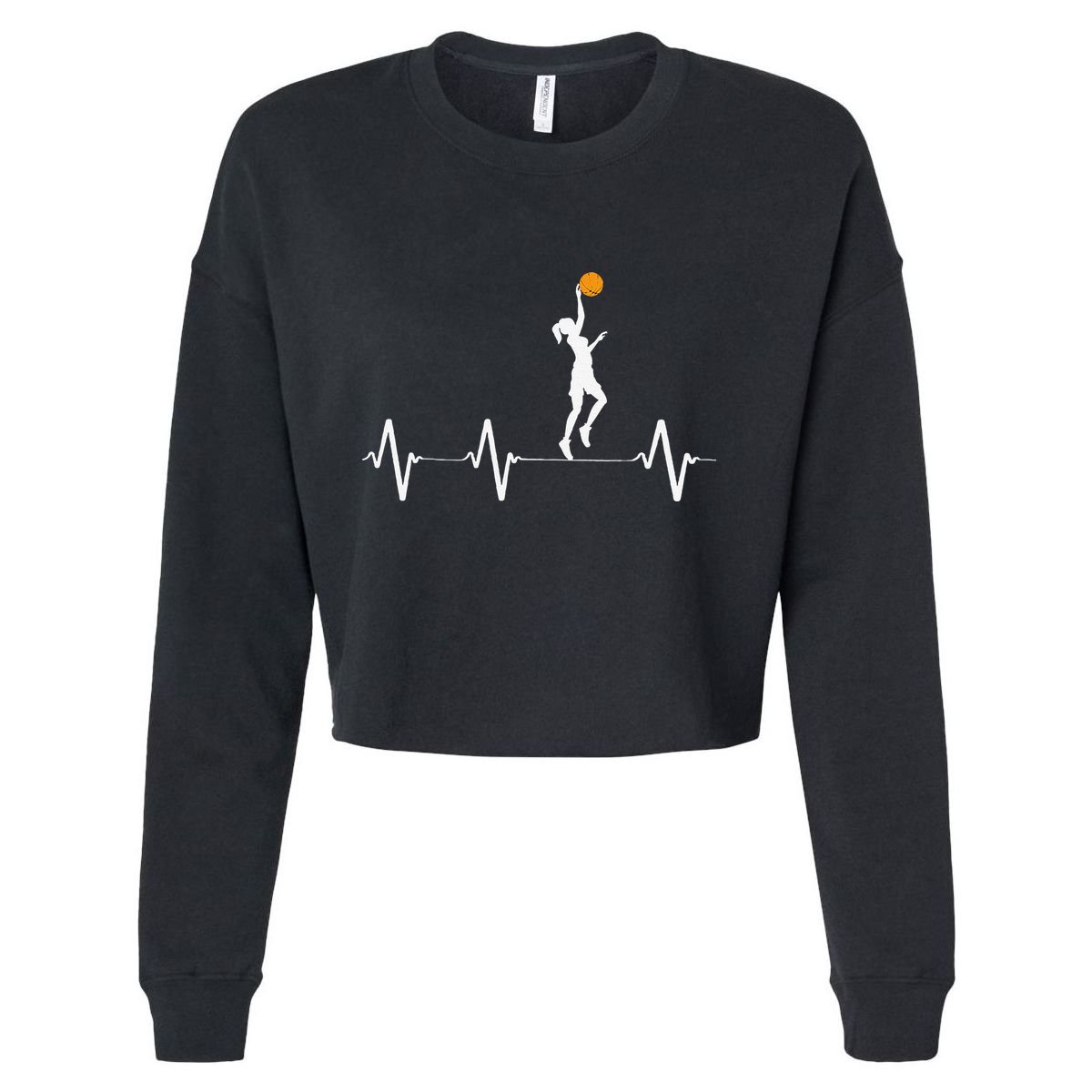 Basketball Heartbeat For Women And Girl Cropped Pullover Crew