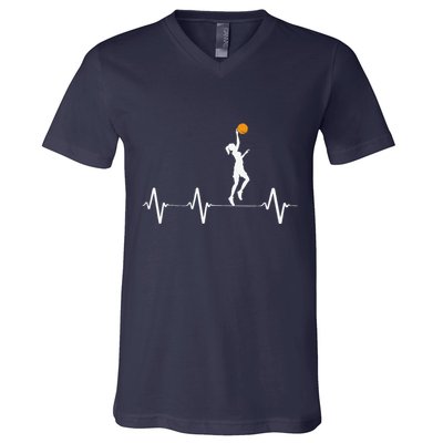 Basketball Heartbeat For Women And Girl V-Neck T-Shirt