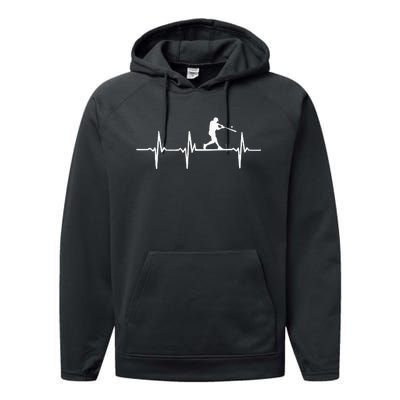 Baseball Heartbeat For Baseball Players And Fans Performance Fleece Hoodie