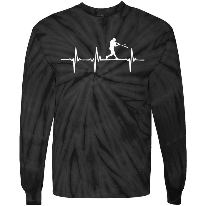 Baseball Heartbeat For Baseball Players And Fans Tie-Dye Long Sleeve Shirt