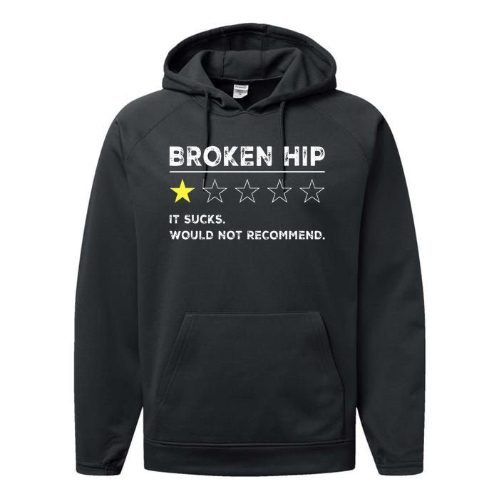 Broken Hip Funny Injury Recovery Get Well Soon Performance Fleece Hoodie