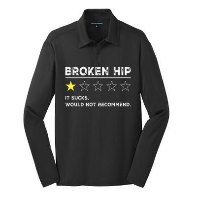 Broken Hip Funny Injury Recovery Get Well Soon Silk Touch Performance Long Sleeve Polo