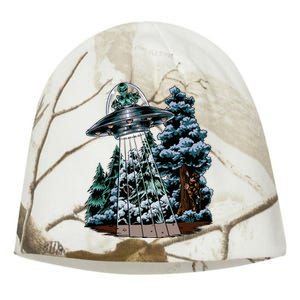 Bigfoot Hiding From Alien In A Ufo Behind A Tree Forest Kati - Camo Knit Beanie