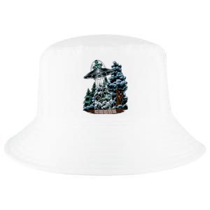 Bigfoot Hiding From Alien In A Ufo Behind A Tree Forest Cool Comfort Performance Bucket Hat