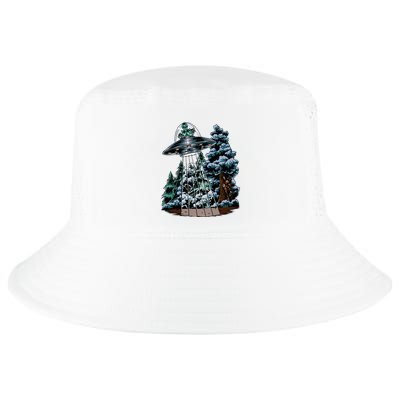 Bigfoot Hiding From Alien In A Ufo Behind A Tree Forest Cool Comfort Performance Bucket Hat