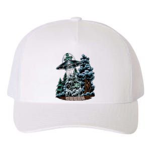 Bigfoot Hiding From Alien In A Ufo Behind A Tree Forest Yupoong Adult 5-Panel Trucker Hat