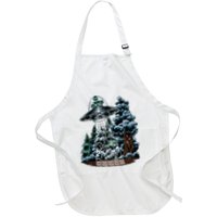 Bigfoot Hiding From Alien In A Ufo Behind A Tree Forest Full-Length Apron With Pockets