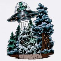 Bigfoot Hiding From Alien In A Ufo Behind A Tree Forest Full-Length Apron With Pockets