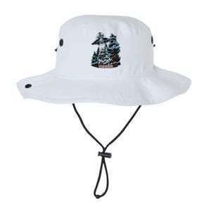 Bigfoot Hiding From Alien In A Ufo Behind A Tree Forest Legacy Cool Fit Booney Bucket Hat