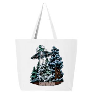 Bigfoot Hiding From Alien In A Ufo Behind A Tree Forest 25L Jumbo Tote