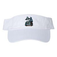 Bigfoot Hiding From Alien In A Ufo Behind A Tree Forest Valucap Bio-Washed Visor