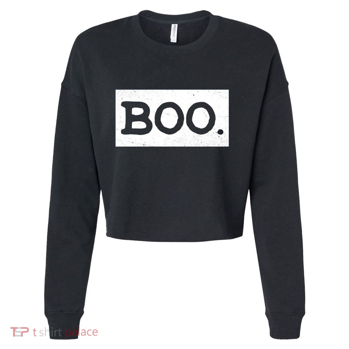 Boo Halloween Festive Cropped Pullover Crew