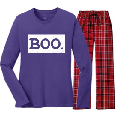 Boo Halloween Festive Women's Long Sleeve Flannel Pajama Set 