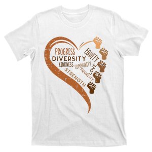 Black History Fists Diversity Equity Melanin African Women T-Shirt