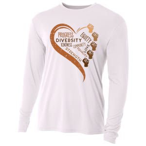 Black History Fists Diversity Equity Melanin African Women Cooling Performance Long Sleeve Crew