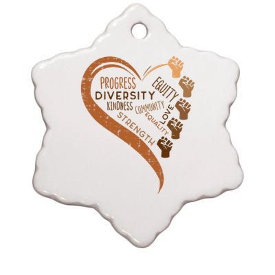 Black History Fists Diversity Equity Melanin African Women Ceramic Star Ornament