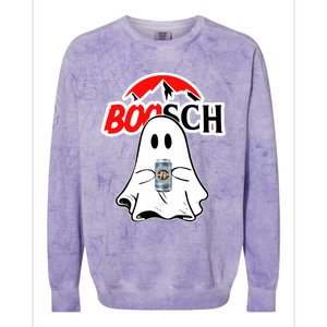 Booschbeer Halloween Funny Ghost Drinking Beer Colorblast Crewneck Sweatshirt