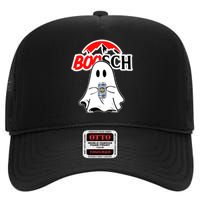 Booschbeer Halloween Funny Ghost Drinking Beer High Crown Mesh Back Trucker Hat