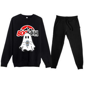 Booschbeer Halloween Funny Ghost Drinking Beer Premium Crewneck Sweatsuit Set