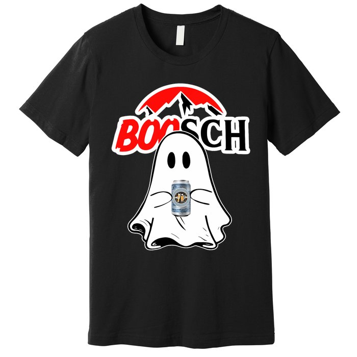 Booschbeer Halloween Funny Ghost Drinking Beer Premium T-Shirt