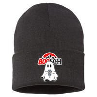 Booschbeer Halloween Funny Ghost Drinking Beer Sustainable Knit Beanie