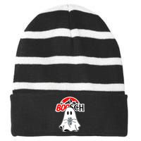 Booschbeer Halloween Funny Ghost Drinking Beer Striped Beanie with Solid Band