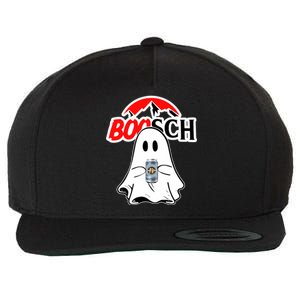 Booschbeer Halloween Funny Ghost Drinking Beer Wool Snapback Cap