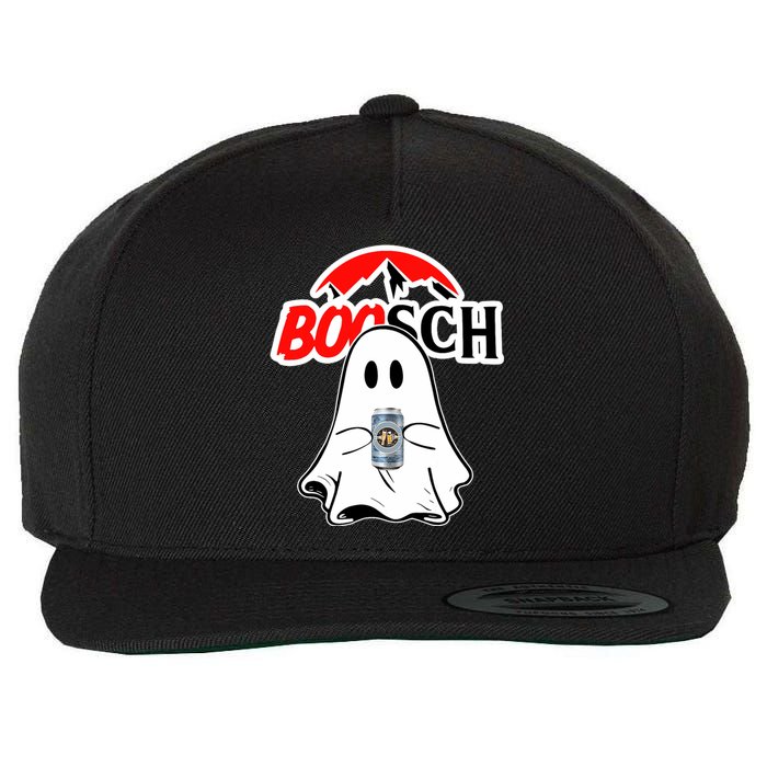 Booschbeer Halloween Funny Ghost Drinking Beer Wool Snapback Cap