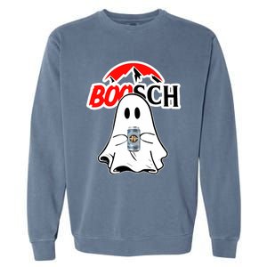 Booschbeer Halloween Funny Ghost Drinking Beer Garment-Dyed Sweatshirt