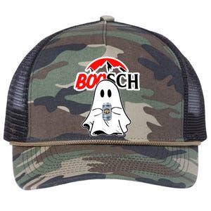 Booschbeer Halloween Funny Ghost Drinking Beer Retro Rope Trucker Hat Cap