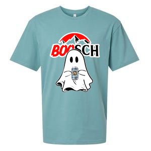 Booschbeer Halloween Funny Ghost Drinking Beer Sueded Cloud Jersey T-Shirt