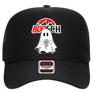 Booschbeer Halloween Funny Ghost Drinking Beer High Crown Mesh Back Trucker Hat