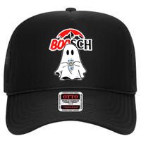 Booschbeer Halloween Funny Ghost Drinking Beer High Crown Mesh Back Trucker Hat