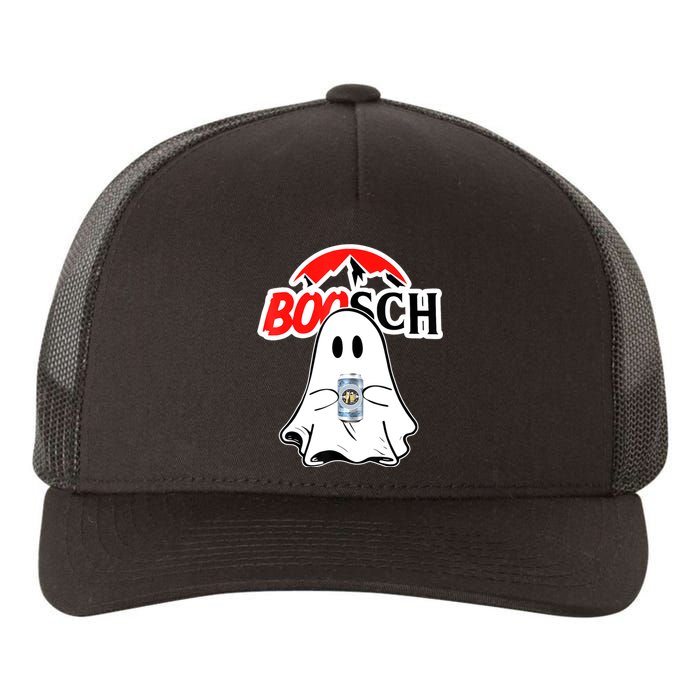 Booschbeer Halloween Funny Ghost Drinking Beer Yupoong Adult 5-Panel Trucker Hat