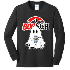 Booschbeer Halloween Funny Ghost Drinking Beer Kids Long Sleeve Shirt