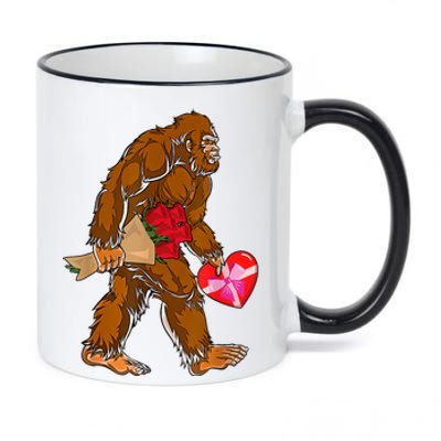 Bigfoot Heart Funny Valentines Day Love Sasquatch Gifts 11oz Black Color Changing Mug