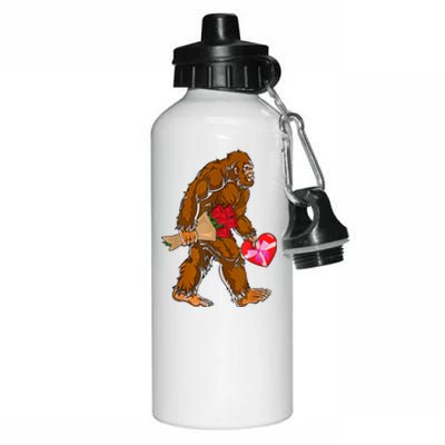 Bigfoot Heart Funny Valentines Day Love Sasquatch Gifts Aluminum Water Bottle