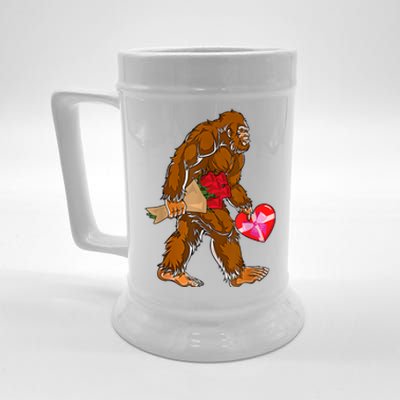 Bigfoot Heart Funny Valentines Day Love Sasquatch Gifts Beer Stein