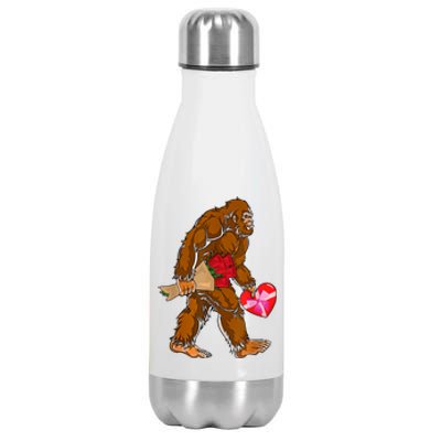 Bigfoot Heart Funny Valentines Day Love Sasquatch Gifts Stainless Steel Insulated Water Bottle