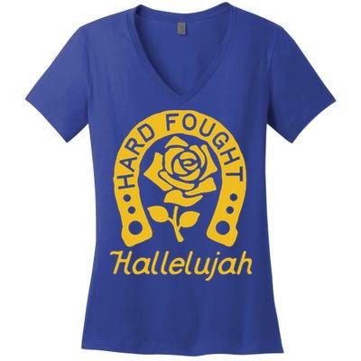Brandon Hard Fought Hallelujah Praise Jesus Lake Merch Women's V-Neck T-Shirt