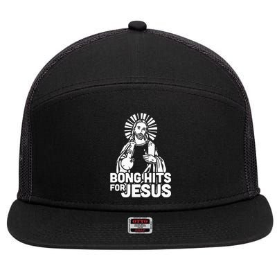 Bong Hits For Jesus I Funny Thc Marijuana Stoner 7 Panel Mesh Trucker Snapback Hat