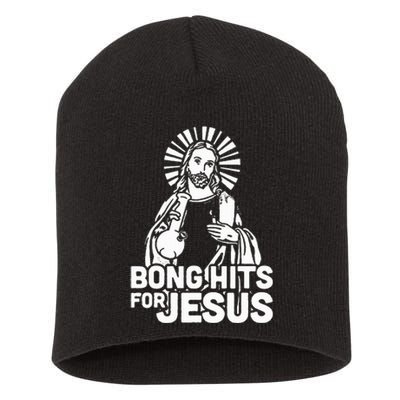 Bong Hits For Jesus I Funny Thc Marijuana Stoner Short Acrylic Beanie