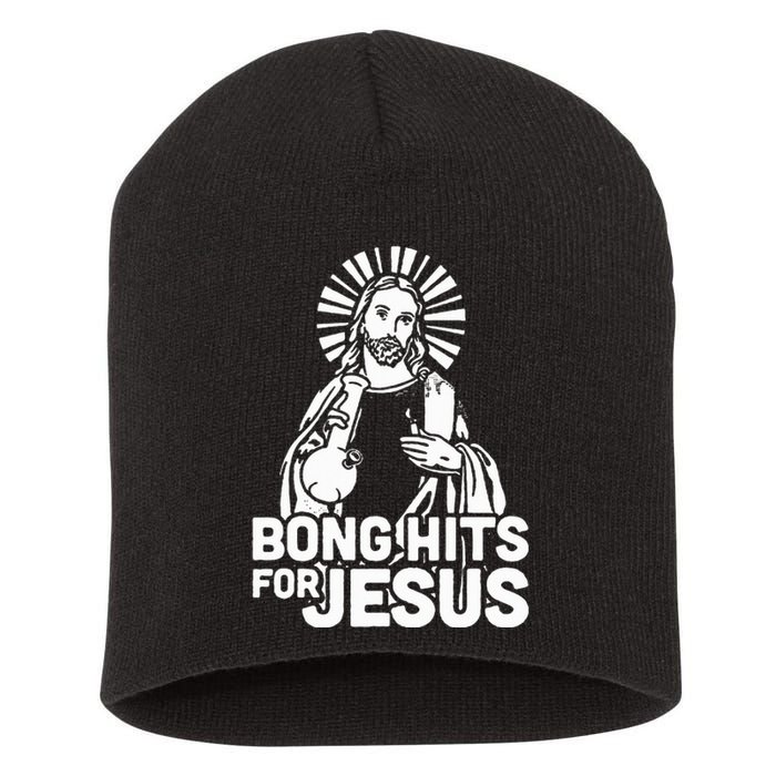 Bong Hits For Jesus I Funny Thc Marijuana Stoner Short Acrylic Beanie