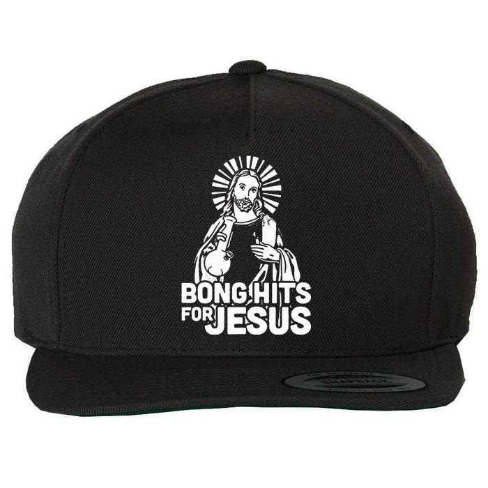 Bong Hits For Jesus I Funny Thc Marijuana Stoner Wool Snapback Cap