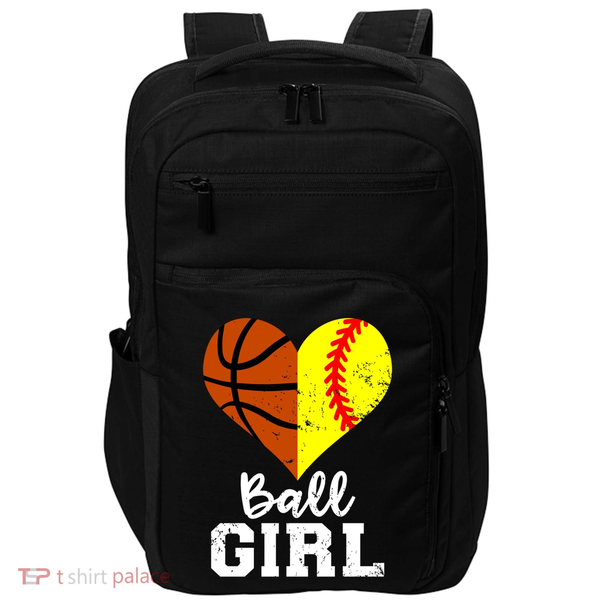Ball Heart Funny Softball Basketball Meaningful Gift Impact Tech Backpack