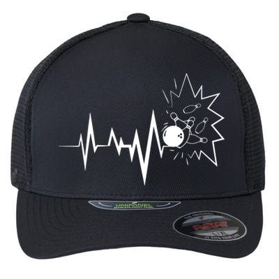 Bowling Heartbeat For Bowling Lovers And Players Flexfit Unipanel Trucker Cap