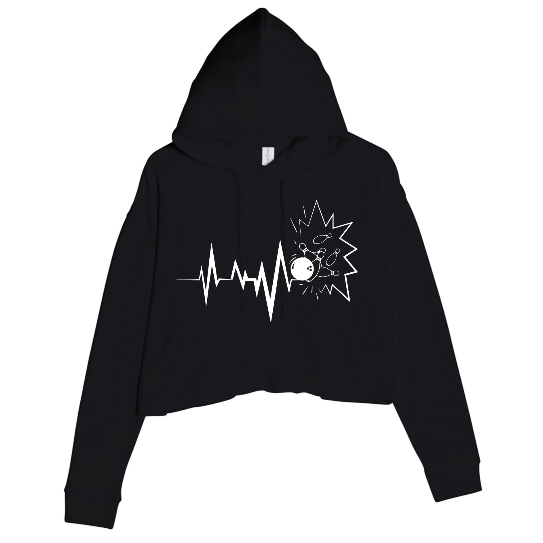 Bowling Heartbeat For Bowling Lovers And Players Crop Fleece Hoodie
