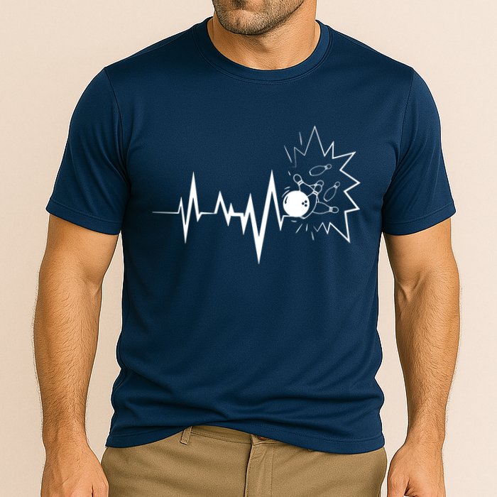 Bowling Heartbeat For Bowling Lovers And Players Cooling Performance Crew T-Shirt