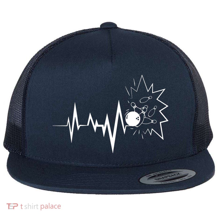 Bowling Heartbeat For Bowling Lovers And Players Flatbill Hat