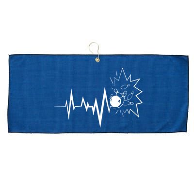Bowling Heartbeat For Bowling Lovers And Players Large Microfiber Waffle Golf Towel